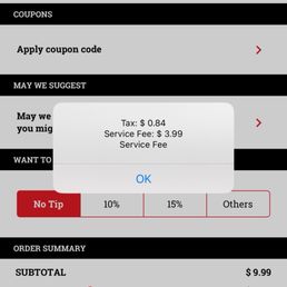 4$ service fee for what? There's already a delivery charge! 4$ service fee for what? There's already a delivery charge!