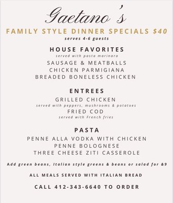 Menu photo 2 Gaetano's Restaurant Pittsburgh, PA
