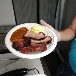 Smokin Stevies BBQ - 4 Bone Baby Back Rib Plate with Tater Salad and Smokin Beans