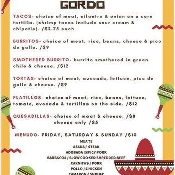 Tacos El Gordo - Menu - Tacos Near Me - Montrose, Colorado Tacos El Gordo - Menu - Tacos Near Me - Montrose, Colorado