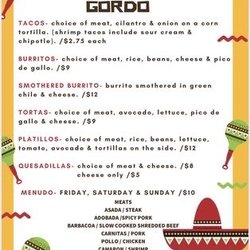 Tacos El Gordo - Menu