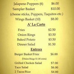 Anchor Up - Current menu