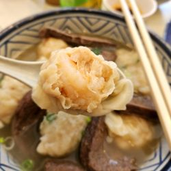 Superior Wonton Noodles - Close-up of the ginormous wonton