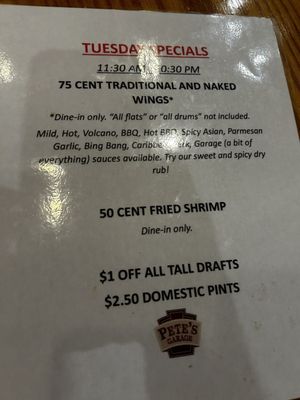 Menu photo 1 Pete's Garage Monroe, MI Menu photo 1 Pete's Garage Monroe, MI