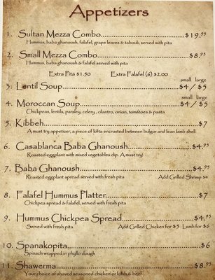 Menu photo 8 Casablanca Memphis, TN