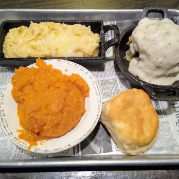 The Row - Veggie plate... cheddar grits, Vidalia biscuit stuffin', and bourbon sweet potatoes. - Southern Near Me - Nashville, Tennessee The Row - Veggie plate... cheddar grits, Vidalia biscuit stuffin', and bourbon sweet potatoes. - Southern Near Me - Nashville, Tennessee