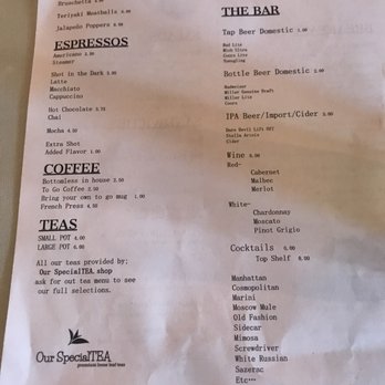 Court House Grounds - Menu back side - Coffee & Tea Near Me - Danville, Indiana