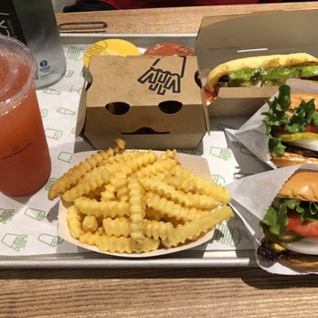 Shake Shack Buckhead - Strawberry mint lemonade, fries, two burgers, hot dog, and chik n' bites - Burgers Near Me - Atlanta, Georgia