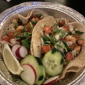 Panchos - Shrimp Tacos (2) - come with two sauces (red and green) - Mexican Near Me - New York, New York Panchos - Shrimp Tacos (2) - come with two sauces (red and green) - Mexican Near Me - New York, New York