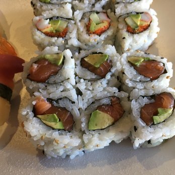Tim Sushi and Cafe - Remade of the spicy salmon with "fresh avocado" and no spicy sauce to hide its deception. - Sushi Bars Near Me - Markham, Ontario