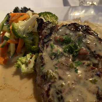 The Sow's Ear - Filet mignon with steamed veggies and mashed potatoes. - Cafes Near Me - Cambria, California The Sow's Ear - Filet mignon with steamed veggies and mashed potatoes. - Cafes Near Me - Cambria, California