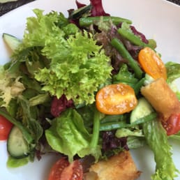 Green salad with fried Brie. Very good. Be prepared to dress it yourself. Green salad with fried Brie. Very good. Be prepared to dress it yourself.