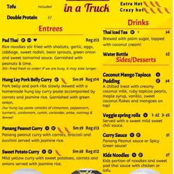 Thailand In A Truck - Menu