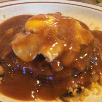 CJ's Cafe - Hawaiian "Loco Moco"- secret menu.  Rice w/ burger patty, fried egg, smothered w/ brown gravy. #BrokeDaMoufBruh - American Near Me - Arroyo Grande, California