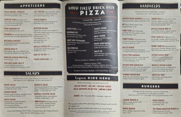 Menu photo 1 The Lagoon Lake George, NY Menu photo 1 The Lagoon Lake George, NY