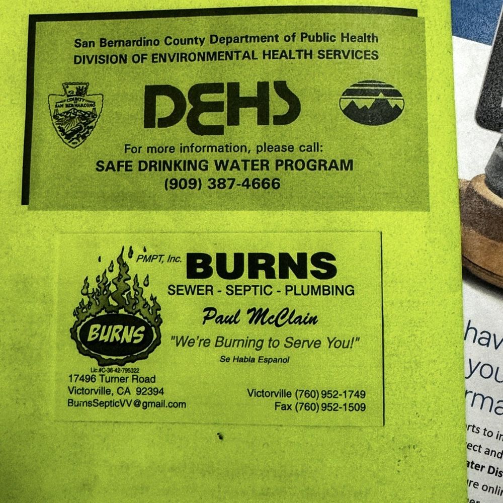 Burns Septic & Rooter Service - Septic Services Near Me - Victorville, California Burns Septic & Rooter Service - Septic Services Near Me - Victorville, California