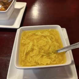 The egg drop soup. The egg drop soup.