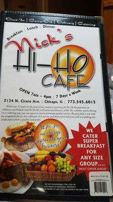 Menu photo 7 Nick's Hi-Ho Cafe Chicago, IL