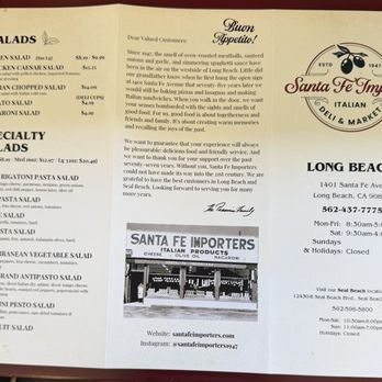 Santa Fe Importers - Menu - Italian Near Me - Long Beach, California Santa Fe Importers - Menu - Italian Near Me - Long Beach, California
