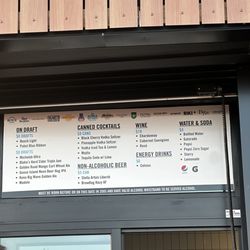 Drink menu at beverage pavilion