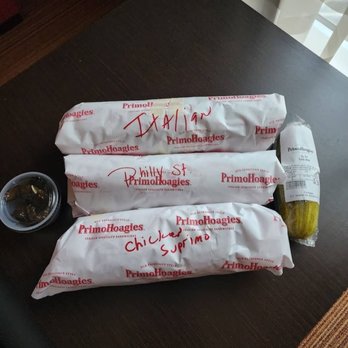 PrimoHoagies - An Italian Fully Loaded, Philly Cheese Steak, & Chicken Parmigiana Supremo Hoagies W/Pickle and hot peppers. - Italian Near Me - Paoli, Pennsylvania
