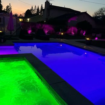 Koontz Pools - Great Pool Design - fun with changing colored lights - Pool & Hot Tub Service Near Me Koontz Pools - Great Pool Design - fun with changing colored lights - Pool & Hot Tub Service Near Me