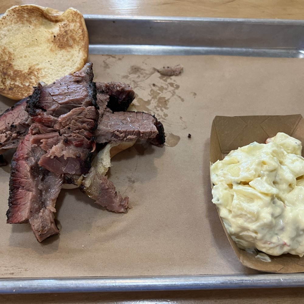 Smokey Mo's BBQ - Mo's Combo-Brisket Sandwich with potato salad - Barbeque Near Me - San Antonio, Texas Smokey Mo's BBQ - Mo's Combo-Brisket Sandwich with potato salad - Barbeque Near Me - San Antonio, Texas