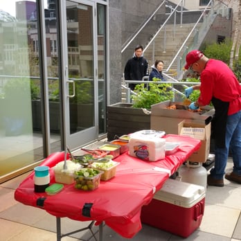 Taquizas Castillo - Setting up on our front deck - Caterers Near Me