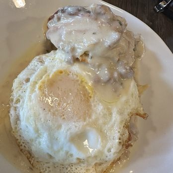 Oak Hill Post - Biscuit and sausage gravy with over easy egg - New American Near Me - Pittsburgh, Pennsylvania
