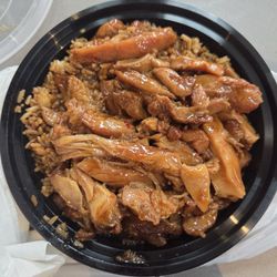 Fried rice and bourbon chicken