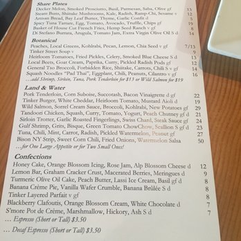 Tinker Street - Menu July 19, 2017 - Wine Bars Near Me - Indianapolis, Indiana Tinker Street - Menu July 19, 2017 - Wine Bars Near Me - Indianapolis, Indiana