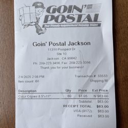 Goin' Postal - Receipt