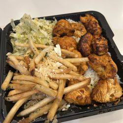 Mashawi Grill - Full Chicken Kebob Plate with Garlic Fries and Mashawi Cole Slaw