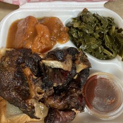 BBQ Drippins - Oxtails w/ sides collard greens and sweet potatoes