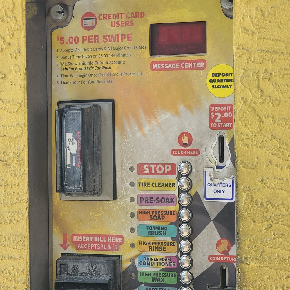 Grand Prix Carwash - The self wash, clearly listed at 5 dollars. - Car Wash Near Me - Sebring, Florida Grand Prix Carwash - The self wash, clearly listed at 5 dollars. - Car Wash Near Me - Sebring, Florida