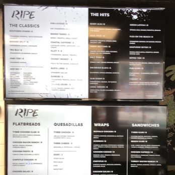 Ripe Ingredients - Menu board - Juice Bars & Smoothies Near Me - Tybee Island, Georgia Ripe Ingredients - Menu board - Juice Bars & Smoothies Near Me - Tybee Island, Georgia