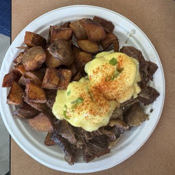 Button Up Cafe - 3. Korean Braised Short Rib Eggs Benny with potatoes. - Breakfast & Brunch Near Me - Pearl City, Hawaii Button Up Cafe - 3. Korean Braised Short Rib Eggs Benny with potatoes. - Breakfast & Brunch Near Me - Pearl City, Hawaii