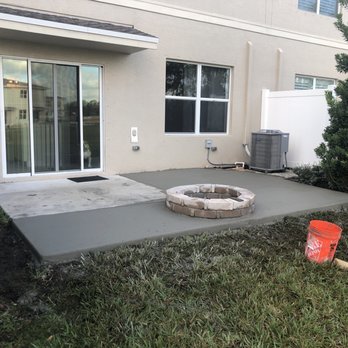 LHY Remodeling Contractor - Extended Concete slab with Fire pit - General Contractors Near Me