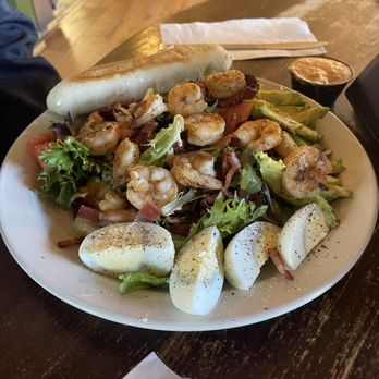 Quilbilly’s Taproom & Restaurant - Grilled shrimp salad with avocado and egg. - Breakfast & Brunch Near Me - Quilcene, Washington Quilbilly’s Taproom & Restaurant - Grilled shrimp salad with avocado and egg. - Breakfast & Brunch Near Me - Quilcene, Washington