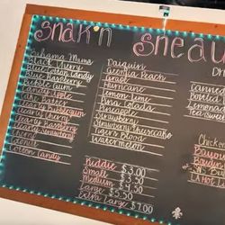 Snak N Sneaux - Snow cone flavors - screen grab from social media.