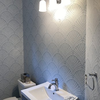 Interior Out - Gorgeous shells wallpaper for their powder room!! - Painters Near Me - Arlington, Virginia