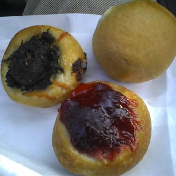 Kolache Factory - A nice trifecta--Spinach, sausage and gravy, and raspberry. - Bakeries Near Me - Austin, Texas