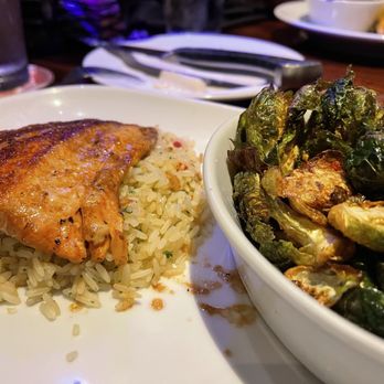 LongHorn Steakhouse - 7oz. LongHorn Salmon with a side of Crispy Brussels Sprouts - Steakhouses Near Me - Morehead City, North Carolina LongHorn Steakhouse - 7oz. LongHorn Salmon with a side of Crispy Brussels Sprouts - Steakhouses Near Me - Morehead City, North Carolina