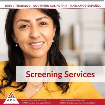 Action Resource Management - A.R.M. screens applicants so that you don't have to. - Employment Agencies Near Me - Upland, California Action Resource Management - A.R.M. screens applicants so that you don't have to. - Employment Agencies Near Me - Upland, California