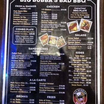 Bubba's SmokeHouse & Spirits - Menu - Barbeque Near Me - Paso Robles, California