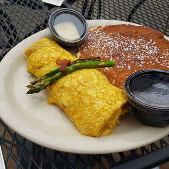 Black Water Bakery - Green Giant Omelet studded w bacon, asparagus and smoked Gouda. - Bakeries Near Me - Cambridge, Maryland Black Water Bakery - Green Giant Omelet studded w bacon, asparagus and smoked Gouda. - Bakeries Near Me - Cambridge, Maryland