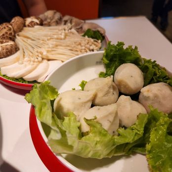 Pipa Mountain Hot Pot - Mushroom plate + fishball with egg - Hot Pot Near Me - Seattle, Washington