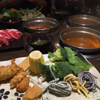 Spring Shabu-Shabu - Vege tofu and noodles about to be cooked - Japanese Near Me - Flushing, New York