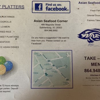 Asian Seafood Corner - the location of the party platters - Chicken Wings Near Me - Spartanburg, South Carolina