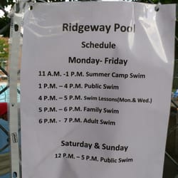 Ridgeway Pool - Pool schedule.